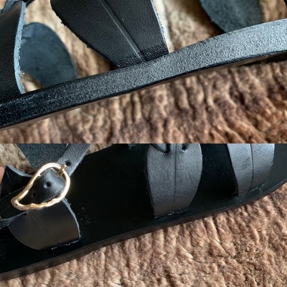 Ancient Greek Sandals Themes Gladiator Black Leather - Picture 7 of 15